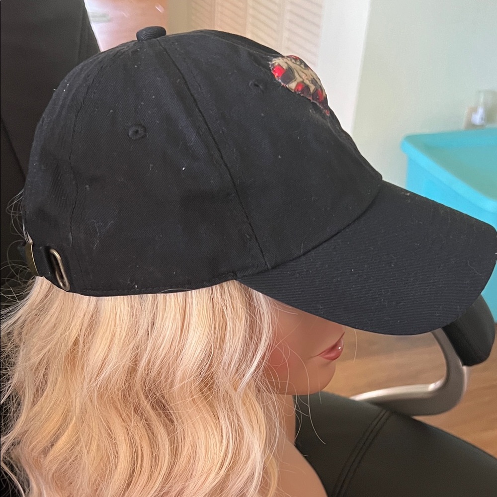 #1380**Black Baseball Cap W/ red & white WHT logo art in Detail. - Picture 4 of 14